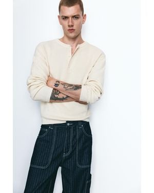 Pull&Bear Henley Collar Jumper - Natural