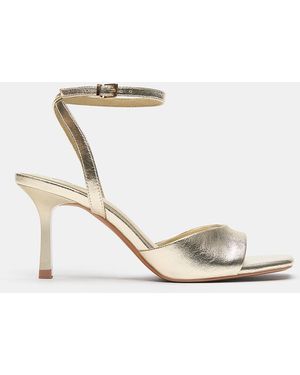 Pull&Bear Metallic Heeled Sandals - Blue