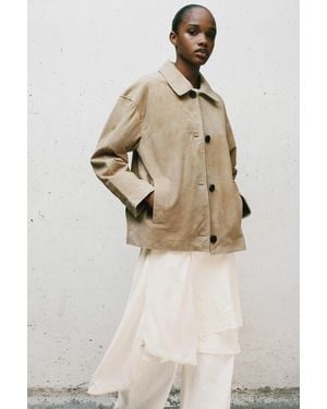 Pull&Bear Asymmetric Embroidered Skirt - Natural