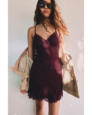 Pull&Bear Short Lace Asymmetric Dress - Purple