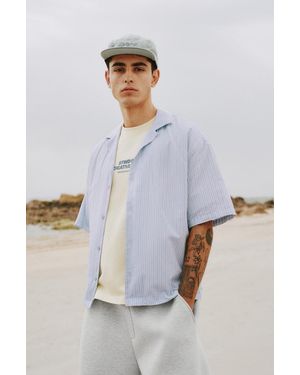 Pull&Bear Striped Short Sleeve Shirt - White