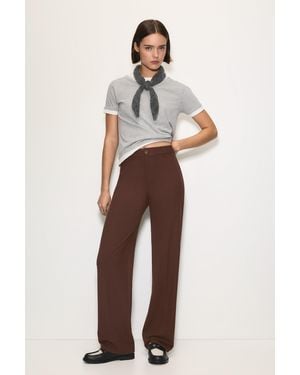 Pull&Bear Smart High-Waist Straight-Leg Trousers - Blue