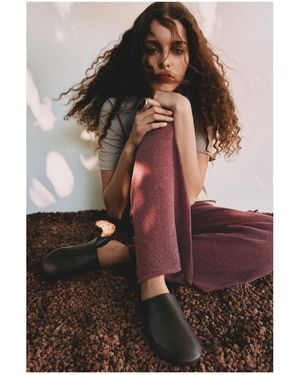 Pull&Bear Flache Leder-Mules - Braun