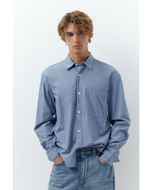 Pull&Bear Striped Long Sleeve Shirt - Blue