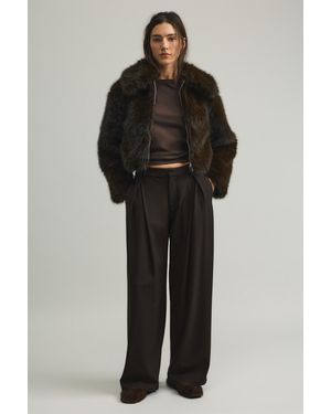 Pull&Bear Wide-Leg Double Dart Trousers - Black