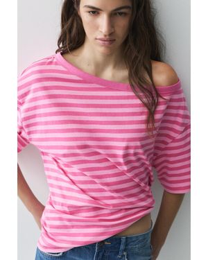 Pull&Bear Asymmetric T-Shirt - Pink
