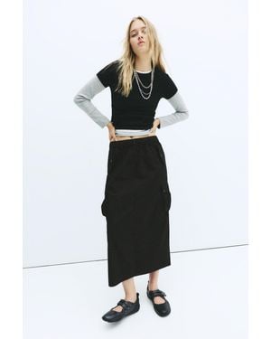 Pull&Bear Cargo Midi Skirt - White