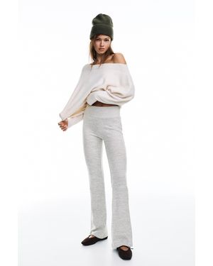 Pull&Bear Soft Touch Flared Trousers - White