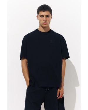 Pull&Bear Short Sleeve Logo Sweatshirt - Blue