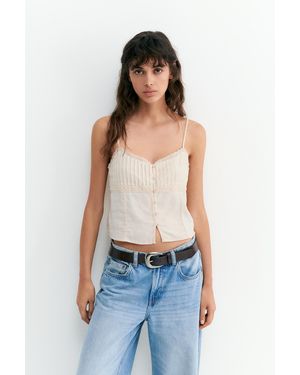 Pull&Bear Linen Blend Camisole Top - White