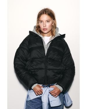 Pull&Bear Pufferjacke Mit Kapuze - Grau