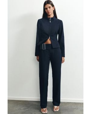 Pull&Bear Straight Trousers With Buckle - Black