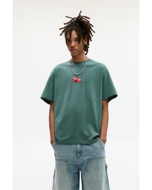 Pull&Bear Stwd T-Shirt With Tomato Embroidery - Green