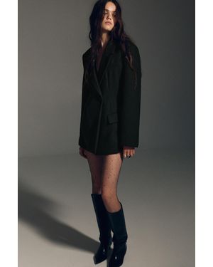 Pull&Bear Short Fitted Felt Fabric Coat - Black