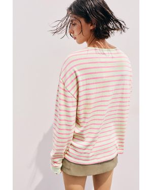 Pull&Bear Oversize-T-Shirt Mit Streifen Und Langen Ärmeln - Pink