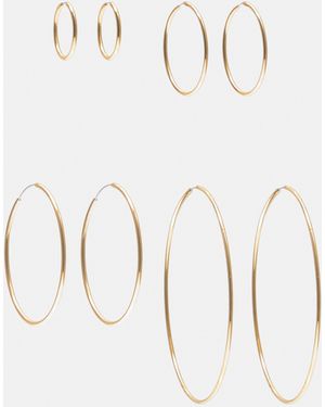 Pull&Bear 4-Pack Of Thin Hoop Earrings - Natural