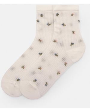 Pull&Bear Long Floral Socks - Natural