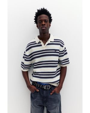 Pull&Bear Stwd Striped Knit Polo - Grey