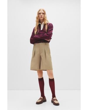 Pull&Bear Dress Bermuda Shorts - Red