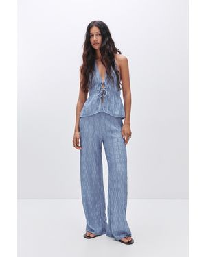 Pull&Bear Schlaghose Mit Textur - Blau
