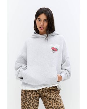 Pull&Bear Stwd-Hoodie Mit Kapuze Und Erdbeeren - Weiß