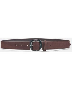 Pull&Bear Faux Suede Belt With Rounded Buckle - Multicolour