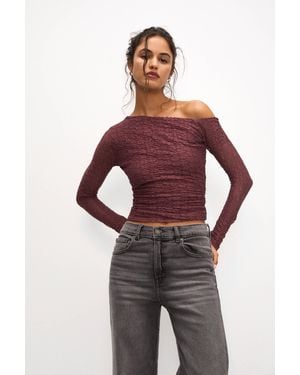 Pull&Bear Floral Lace Top - Red