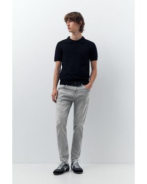 Pull&Bear Ripped Skinny Jeans - Brown