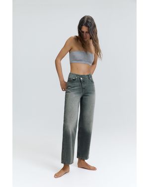Pull&Bear Straight-Leg Jeans With Crossover Waist - Grey