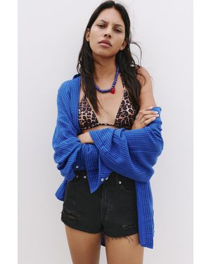 Pull&Bear Mom Fit Ripped Denim Shorts - White