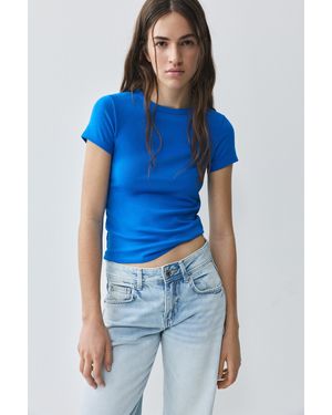 Pull&Bear Fitted Short Sleeve T-Shirt - Blue
