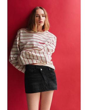 Pull&Bear Cross-Waist Denim Skort - Red