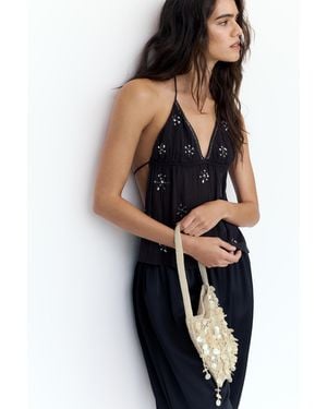 Pull&Bear Beaded Shoulder Bag - White