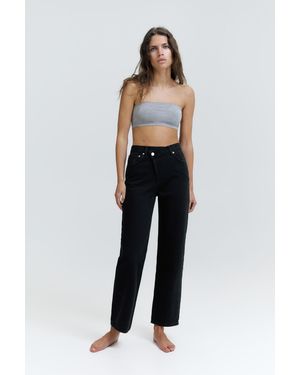 Pull&Bear Straight-Leg Jeans With Crossover Waistband - Blue