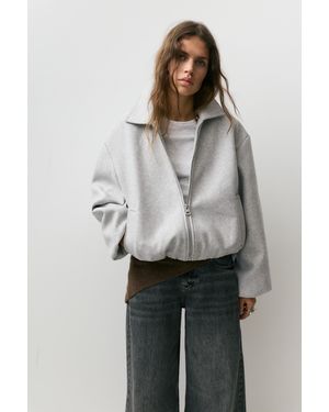 Pull&Bear Soft Cloth Balloon Jacket - Grey