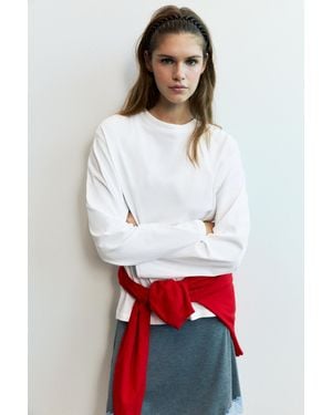 Pull&Bear Oversize-T-Shirt Mit Langen Ärmeln - Weiß