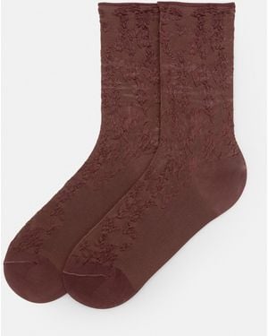 Pull&Bear Textured Raised Socks - Brown