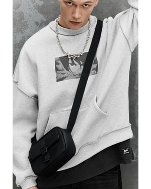 Pull&Bear Rubberised Crossbody Bag - Grey