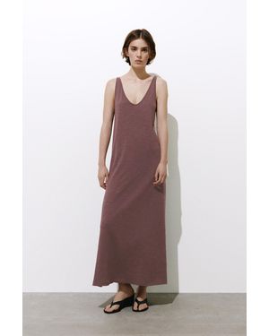 Pull&Bear Strappy Midi Dress - Brown