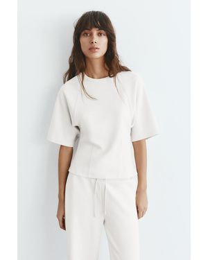 Pull&Bear Soft Touch Short Sleeve Sweatshirt - White