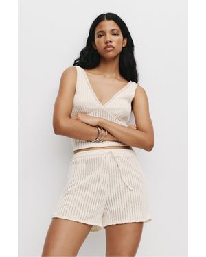 Pull&Bear Cutwork Shorts - Natural