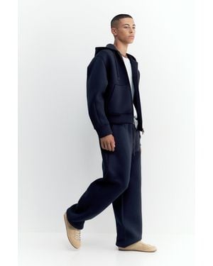 Pull&Bear Neoprene-Effect Baggy Trousers - Blue