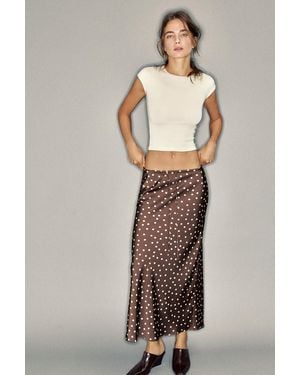 Pull&Bear Satin Drawstring Midi Skirt - Multicolour