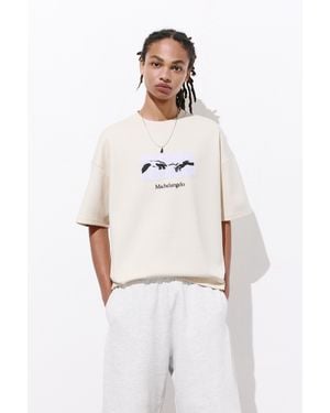 Pull&Bear Michelangelo Short Sleeve Sweatshirt - White