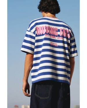 Pull&Bear Striped Stwd T-Shirt - Blue