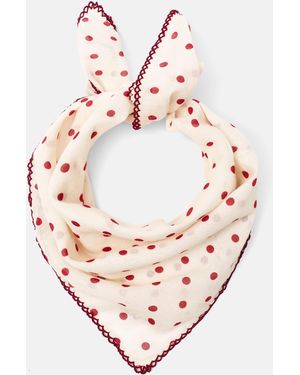 Pull&Bear Polka Dot Lace Trim Bandanna Scarf - Pink