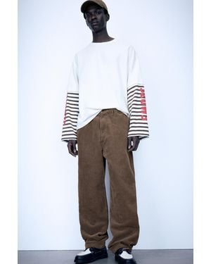 Pull&Bear Corduroy Trousers - White