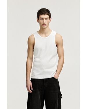 Pull&Bear Ribbed Tank Top - White