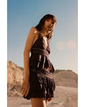 Pull&Bear Halter Top With Ruffle Studs - Blue