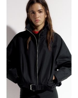 Pull&Bear Balloon Bomber Jacket - Black